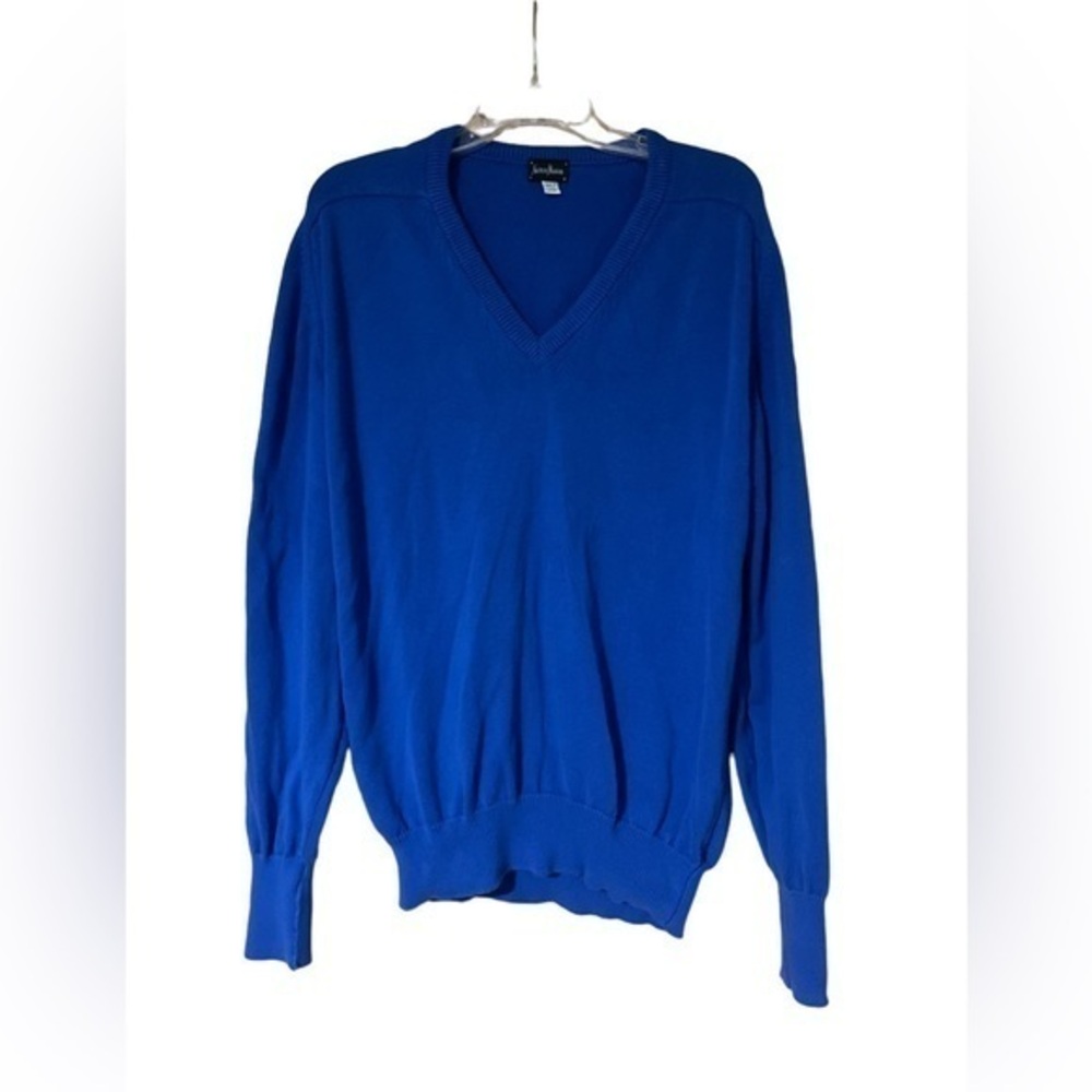 Neiman Marcus Vintage USA Egyptian Cotton V Neck Sweater Blue Men’s Size Large
